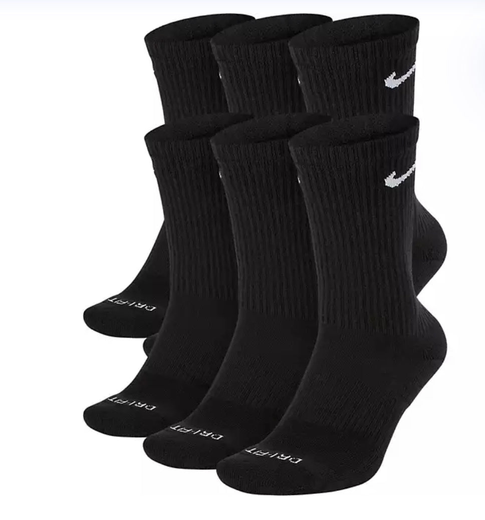 Nike Everyday Plus Cushioned Crew Socks " 6 pairs Black "